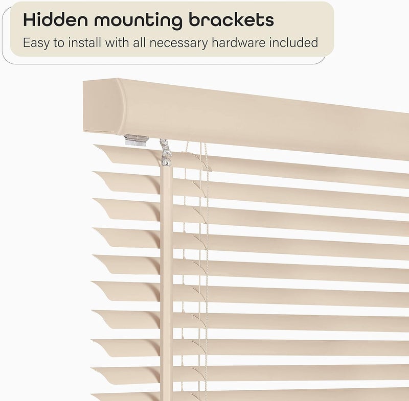 Achim Cordless Light Filtering Mini Blind - 28 Inch Width, 48 Inch Length, 1" Slat Size - Alabaster - Cordless GII Morningstar Horizontal Windows Blinds for Interior by Home Decor - Image 3